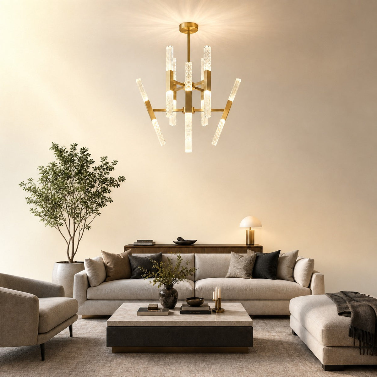 Galrin Crystal Glass Pendant Light 27.8"