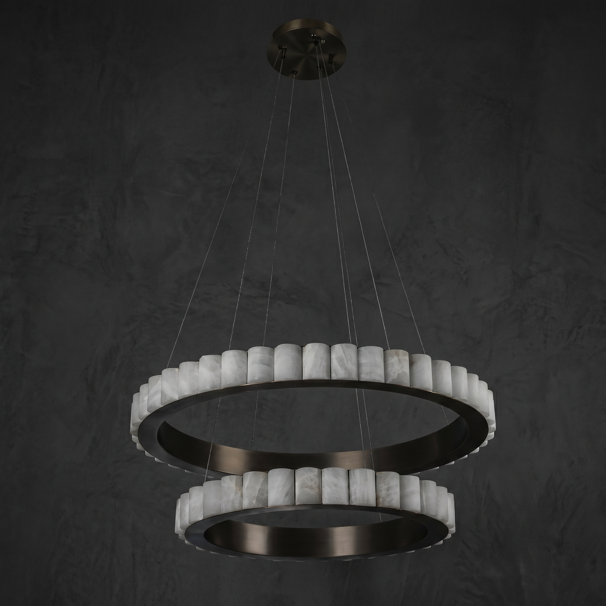 Griis Alabaster Double Ring Chandelier