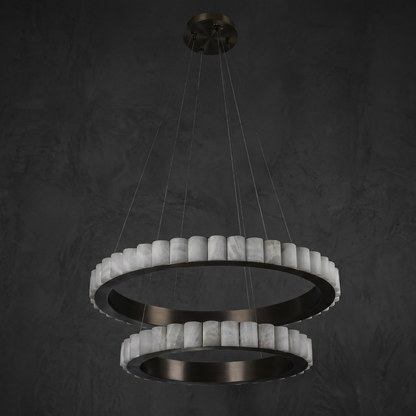 Griis Alabaster Double Ring Chandelier