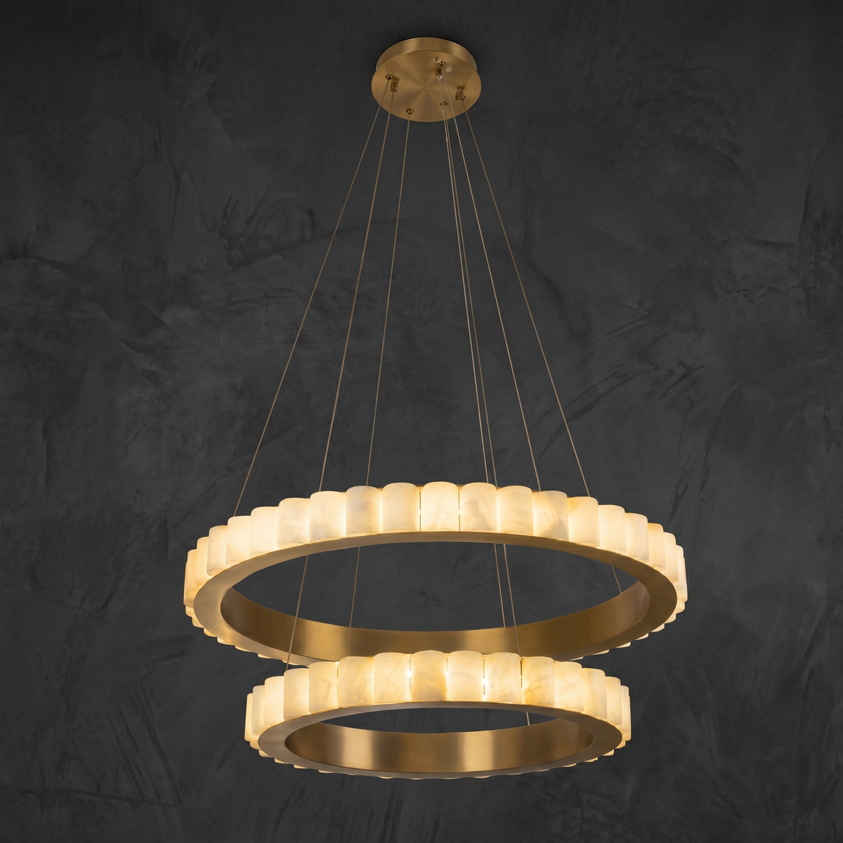 Griis Alabaster Double Ring Chandelier