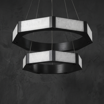 Oroen Hexagonal Black Ring Chandelier