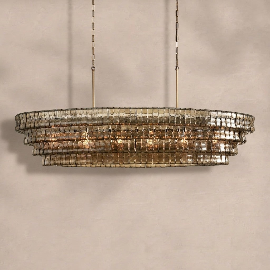 Ghiaccio Glass Oval Chandelier 54''65''