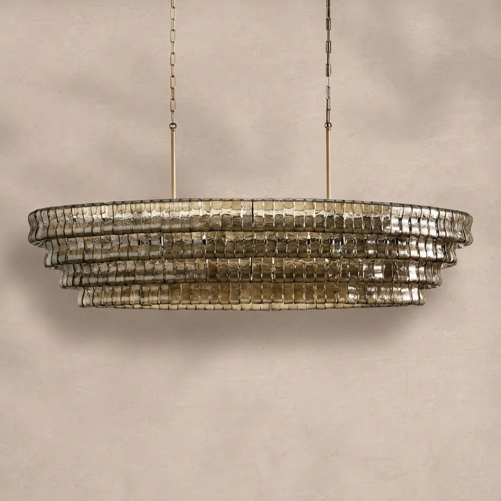 Ghiaccio Glass Oval Chandelier 54''65''