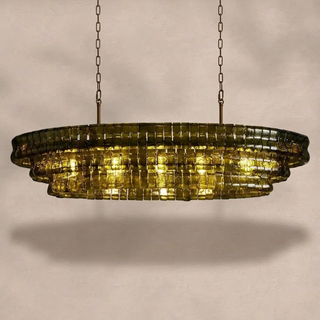 Ghiaccio Glass Oval Chandelier 54''65''