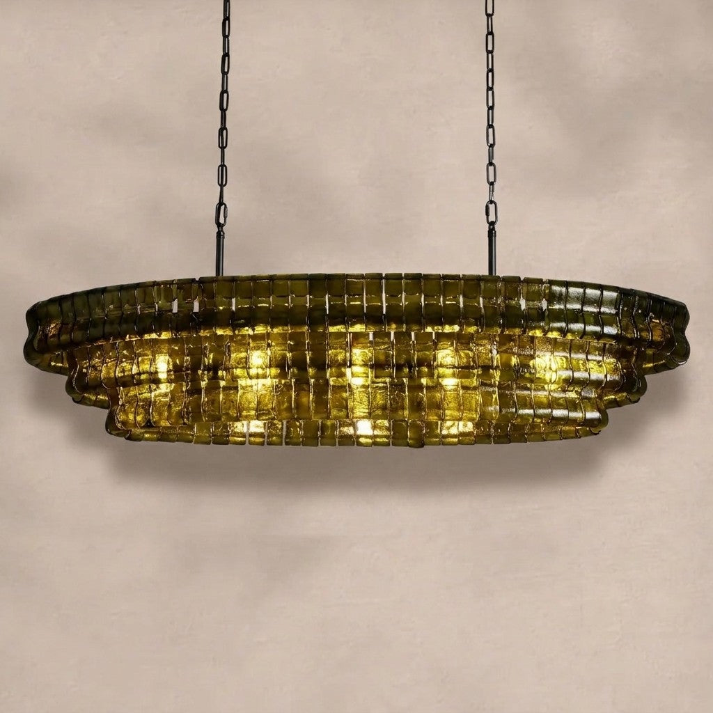 Ghiaccio Glass Oval Chandelier 54''65''