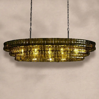Ghiaccio Glass Oval Chandelier 54''65''