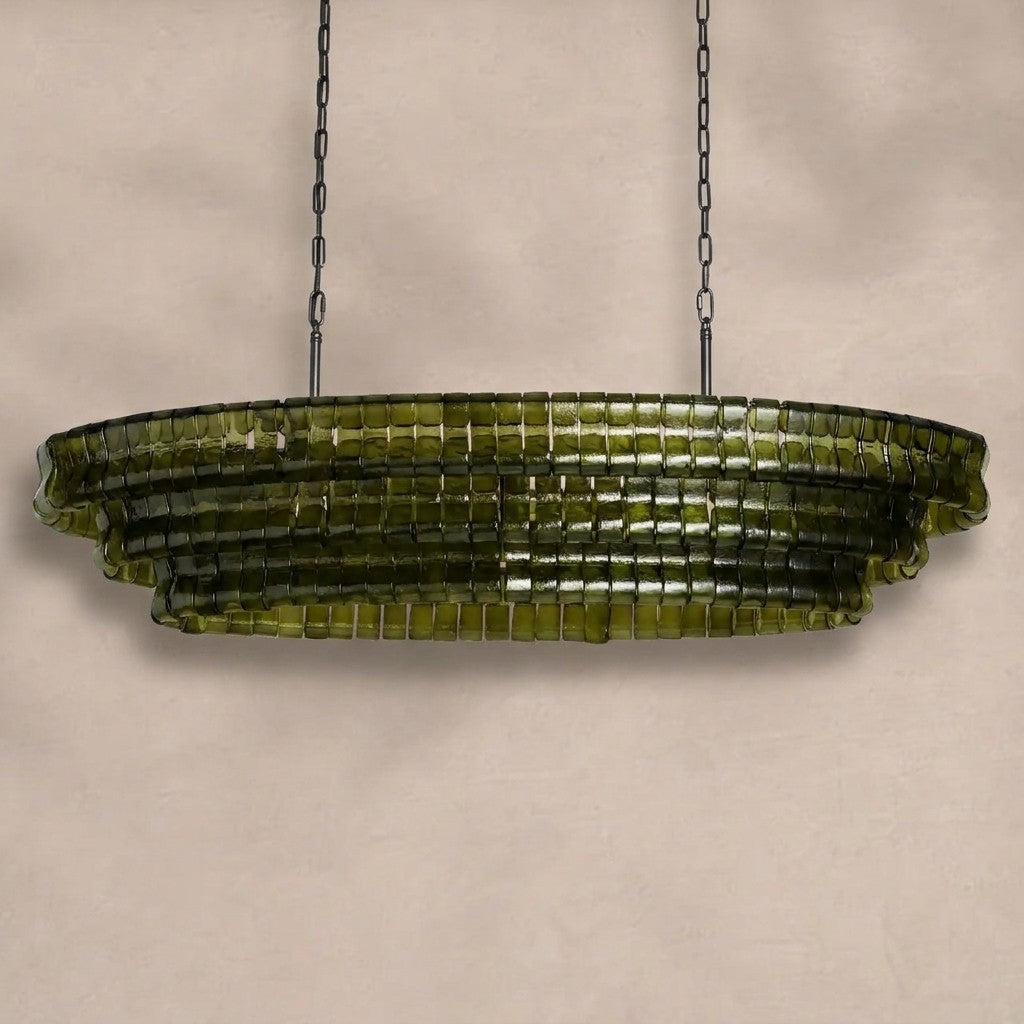 Ghiaccio Glass Oval Chandelier 54''65''
