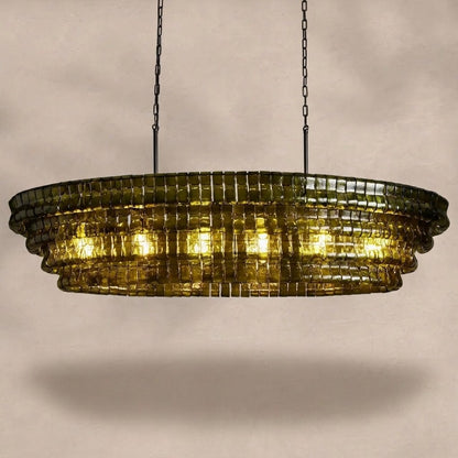 Ghiaccio Glass Oval Chandelier 54''65''