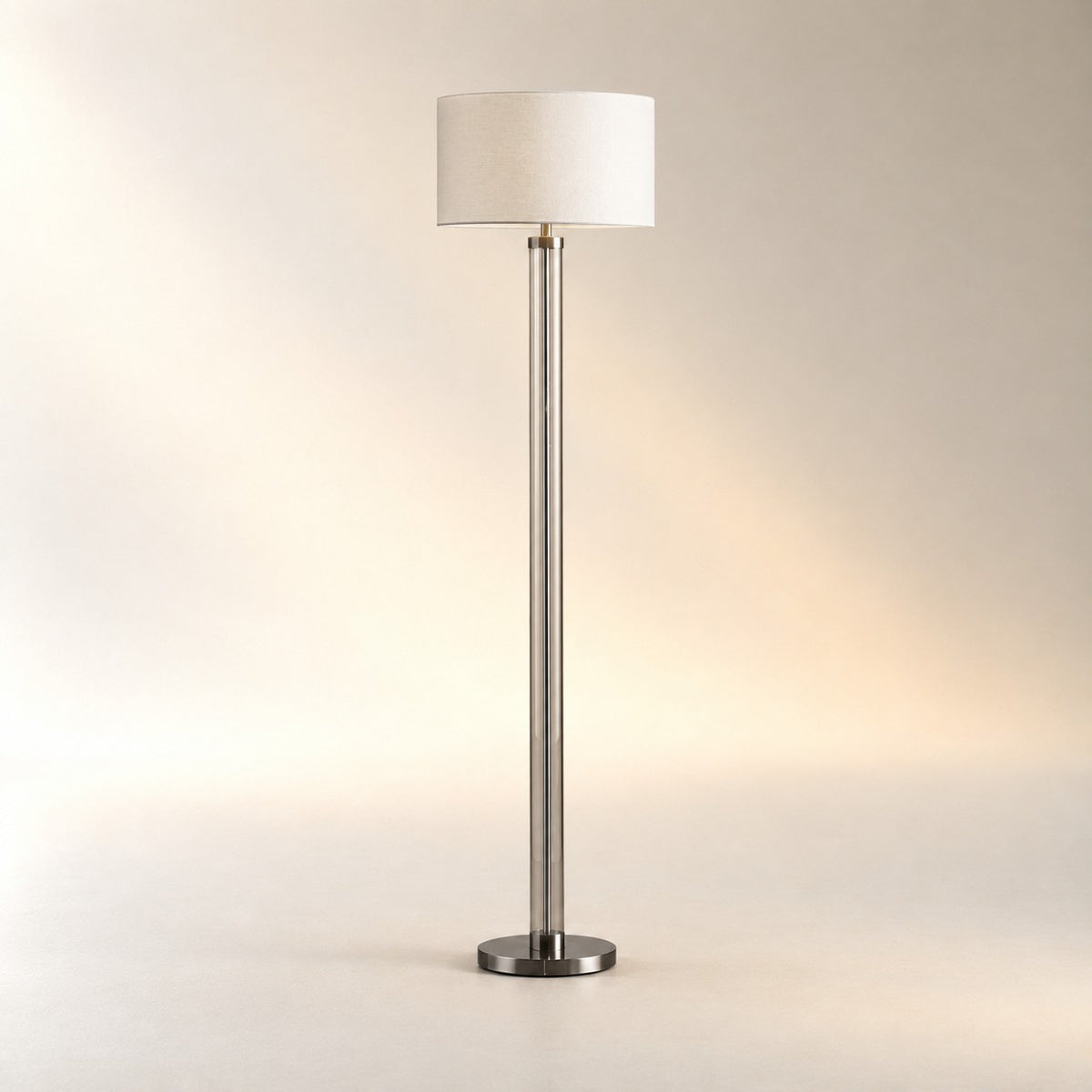 Glass Column Floor Lamp in Nickel