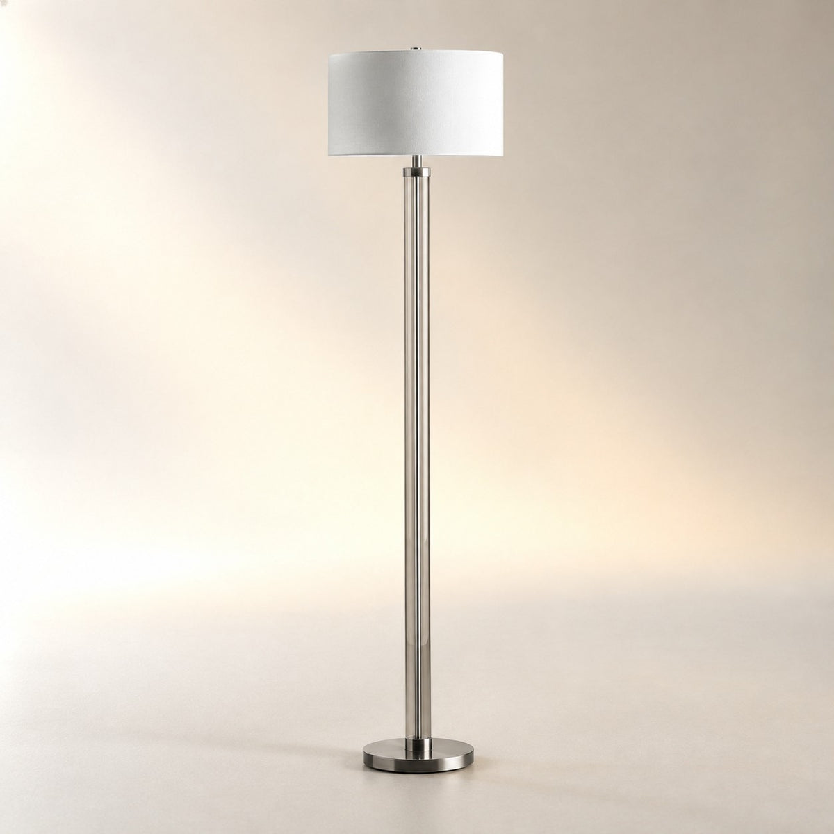 Glass Column Floor Lamp in Nickel