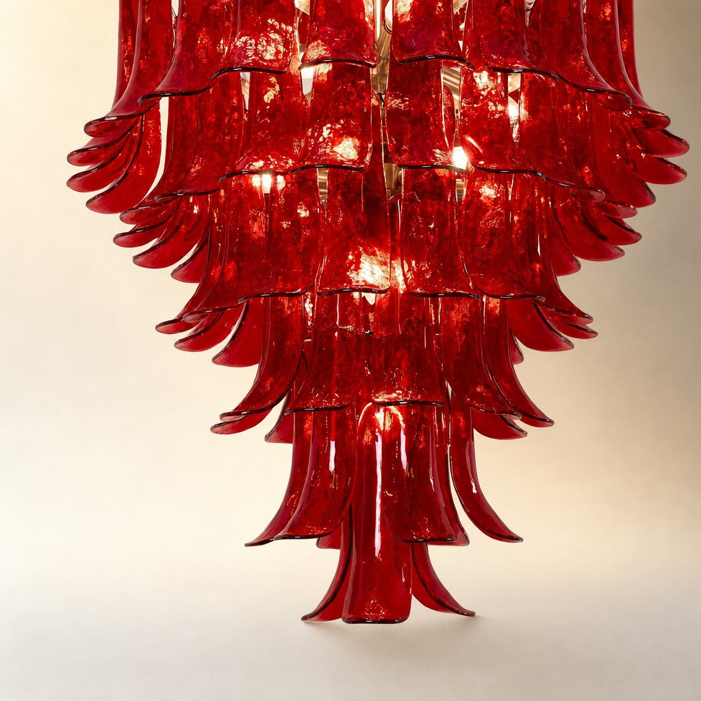 Glass Crimson Cascade Chandelier