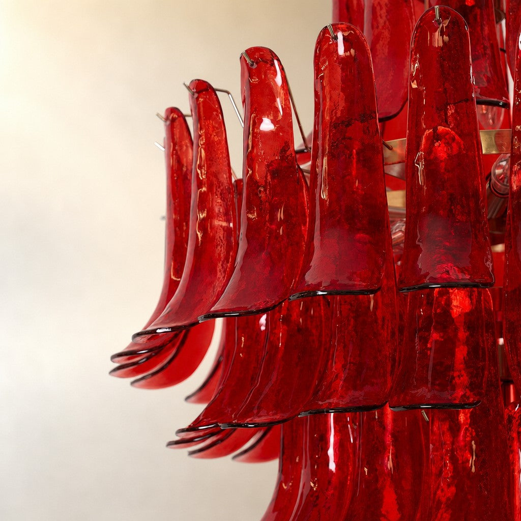 Glass Crimson Cascade Chandelier