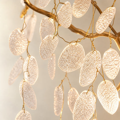 Gold Branch Chandelier with Frosted Crystal Petals