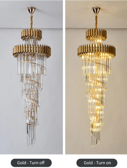 Classic Large Multi-layered Spiral Crystal Chandelier for Foyer/ Staircase