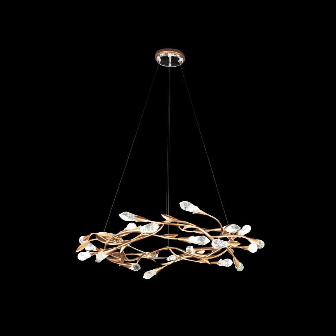 Modern Linear/Round Floral Branches Crystal Chandelier