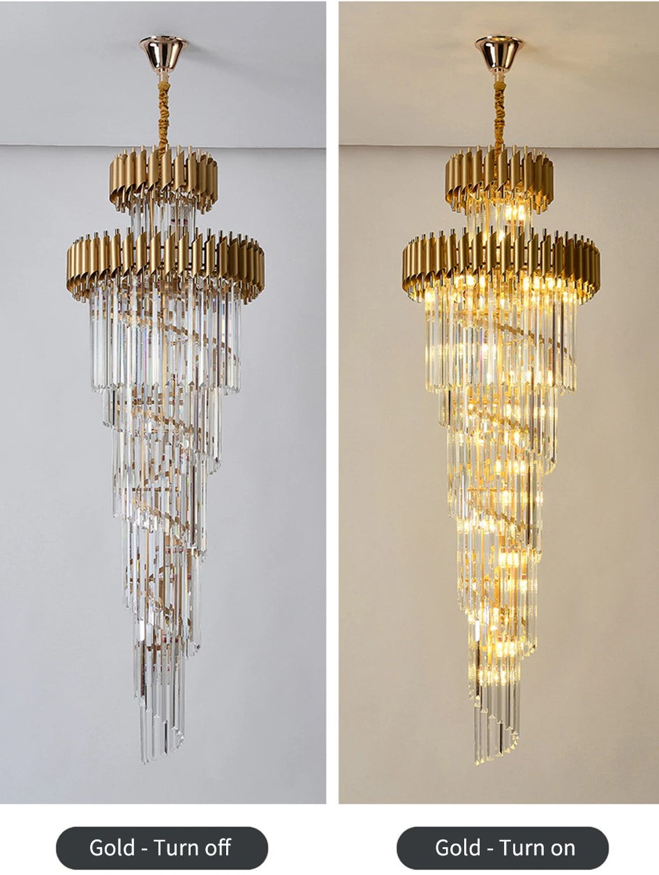 Spiral Crystal Chandelier For Foyer/ Staircase