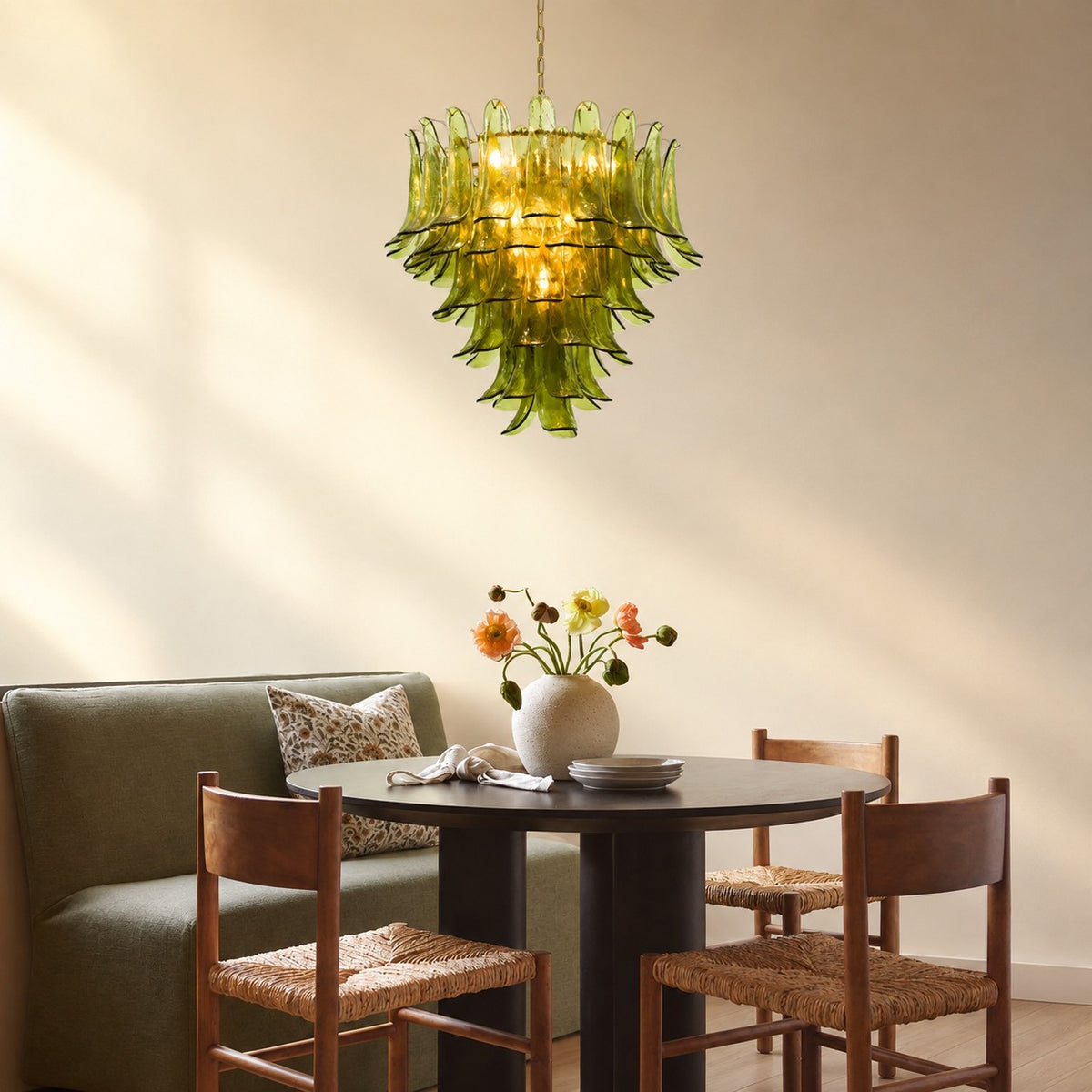 Green Petalo Murano Chandelier