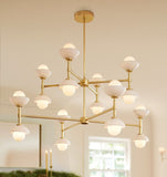 Alabaster Shade Greenwich Double Tier Chandelier