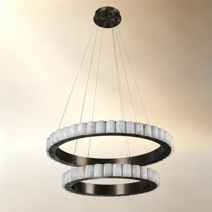Gririn Alabaster Double Ring Chandelier