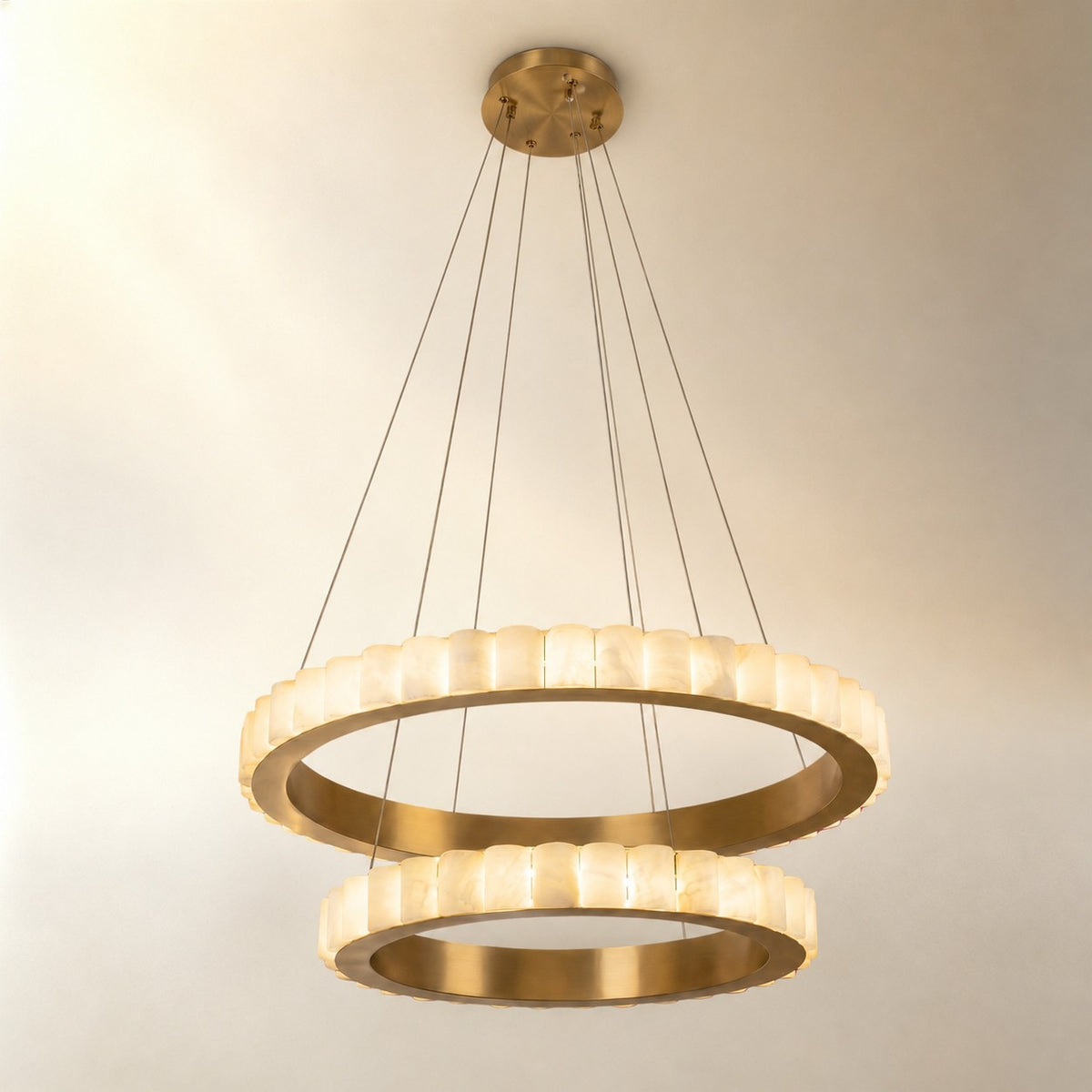 Gririn Alabaster Double Ring Chandelier