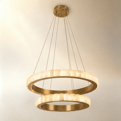 Gririn Alabaster Double Ring Chandelier