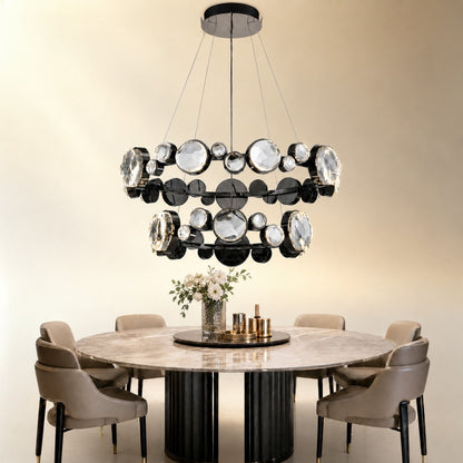 Gwevin Two Ring Modern Crystal Chandelier