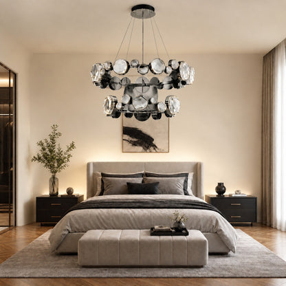 Gwevin Two Ring Modern Crystal Chandelier