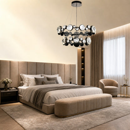 Gwevin Two Ring Modern Crystal Chandelier