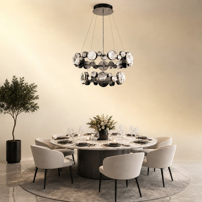 Gwevin Two Ring Modern Crystal Chandelier