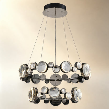 Gwevin Two Ring Modern Crystal Chandelier