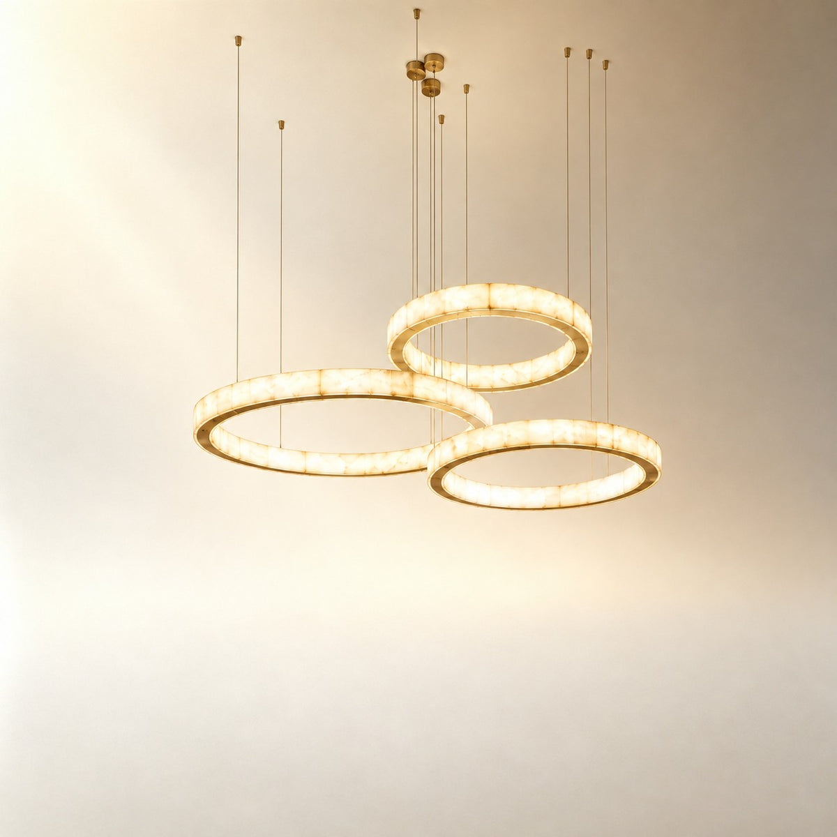 Haerior Triple-Ring Alabaster Chandelier