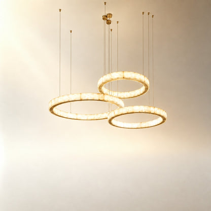 Haerior Triple-Ring Alabaster Chandelier