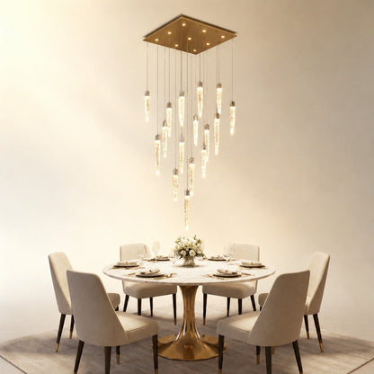 Halor Icicle Crystal Glass Square Chandelier 31.5"