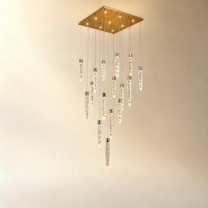 Halor Icicle Crystal Glass Square Chandelier 31.5"