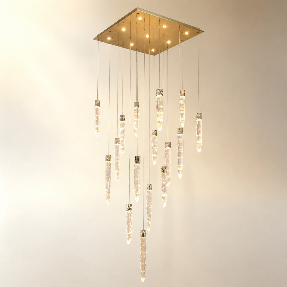 Halor Icicle Crystal Glass Square Chandelier 31.5"