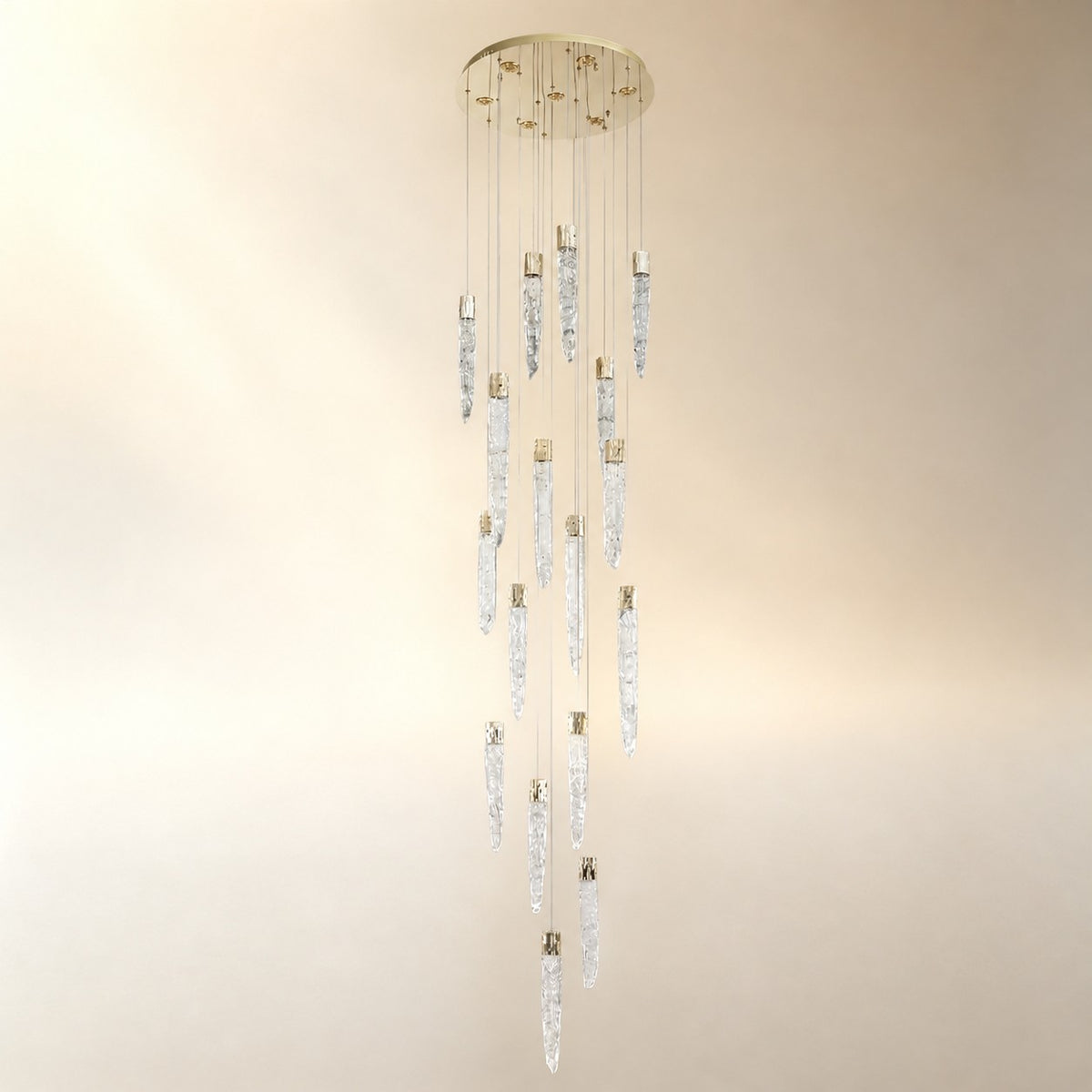 Halor Icicle Crystal Glass Stairwell Chandelier 47" D
