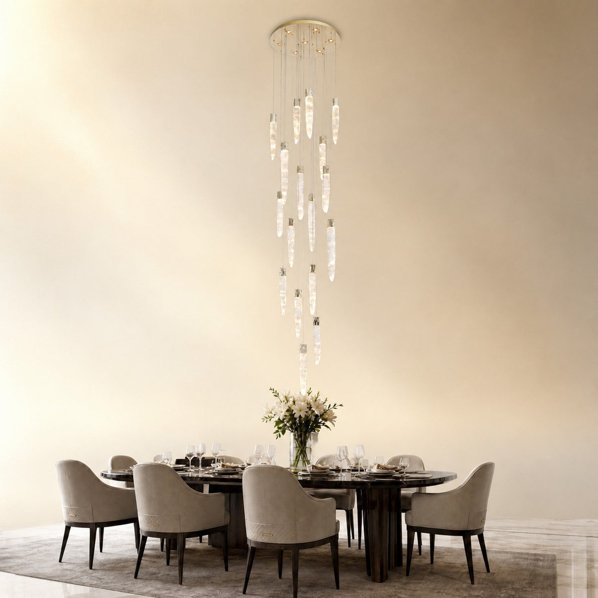 Halor Icicle Crystal Glass Stairwell Chandelier 47" D