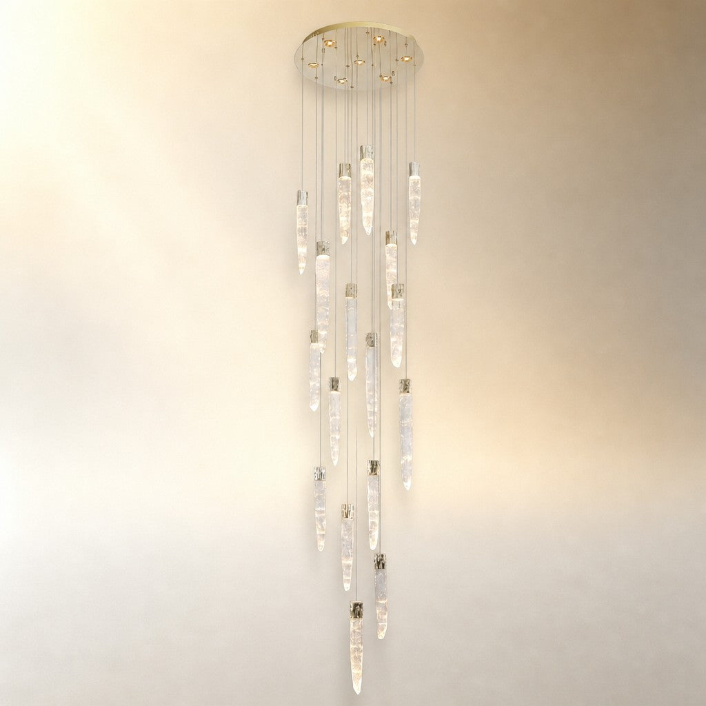Halor Icicle Crystal Glass Stairwell Chandelier 47" D