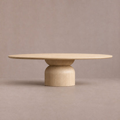 Hand-Sculpted Modern Oval Oak Dining Table