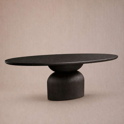 Hand-Sculpted Modern Oval Oak Dining Table