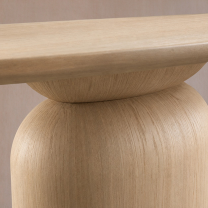 Hand-Sculpted Modern Oval Oak Dining Table