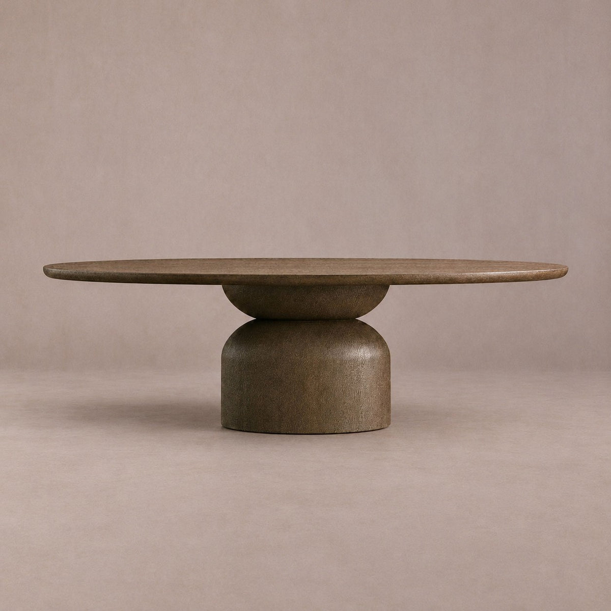 Hand-Sculpted Modern Oval Oak Dining Table