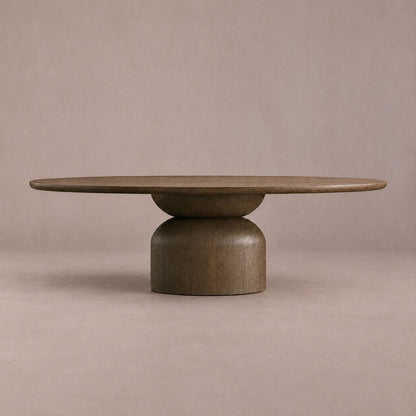 Hand-Sculpted Modern Oval Oak Dining Table