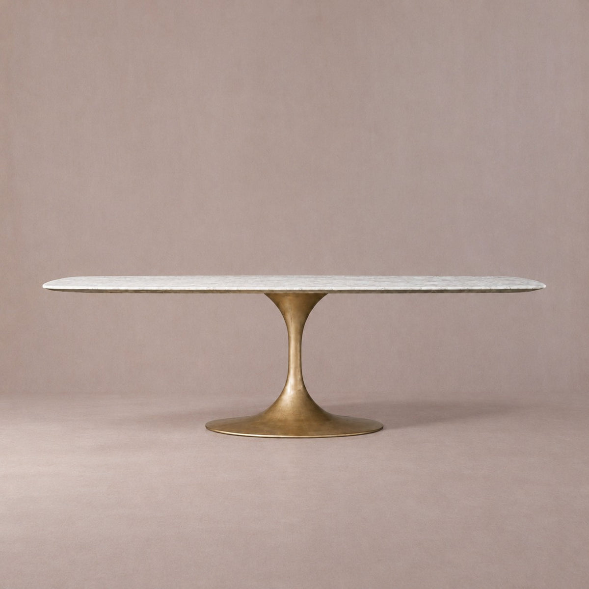 Happyarcadian Steel Base Marble Surface Dining Table