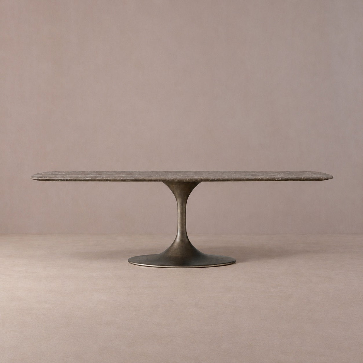 Happyarcadian Steel Base Marble Surface Dining Table