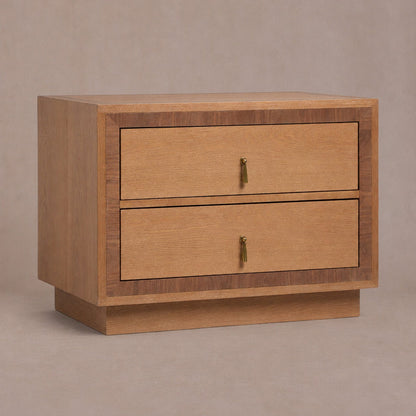 Happyarcadian Two-Drawer Oak Bedside Table