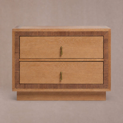 Happyarcadian Two-Drawer Oak Bedside Table