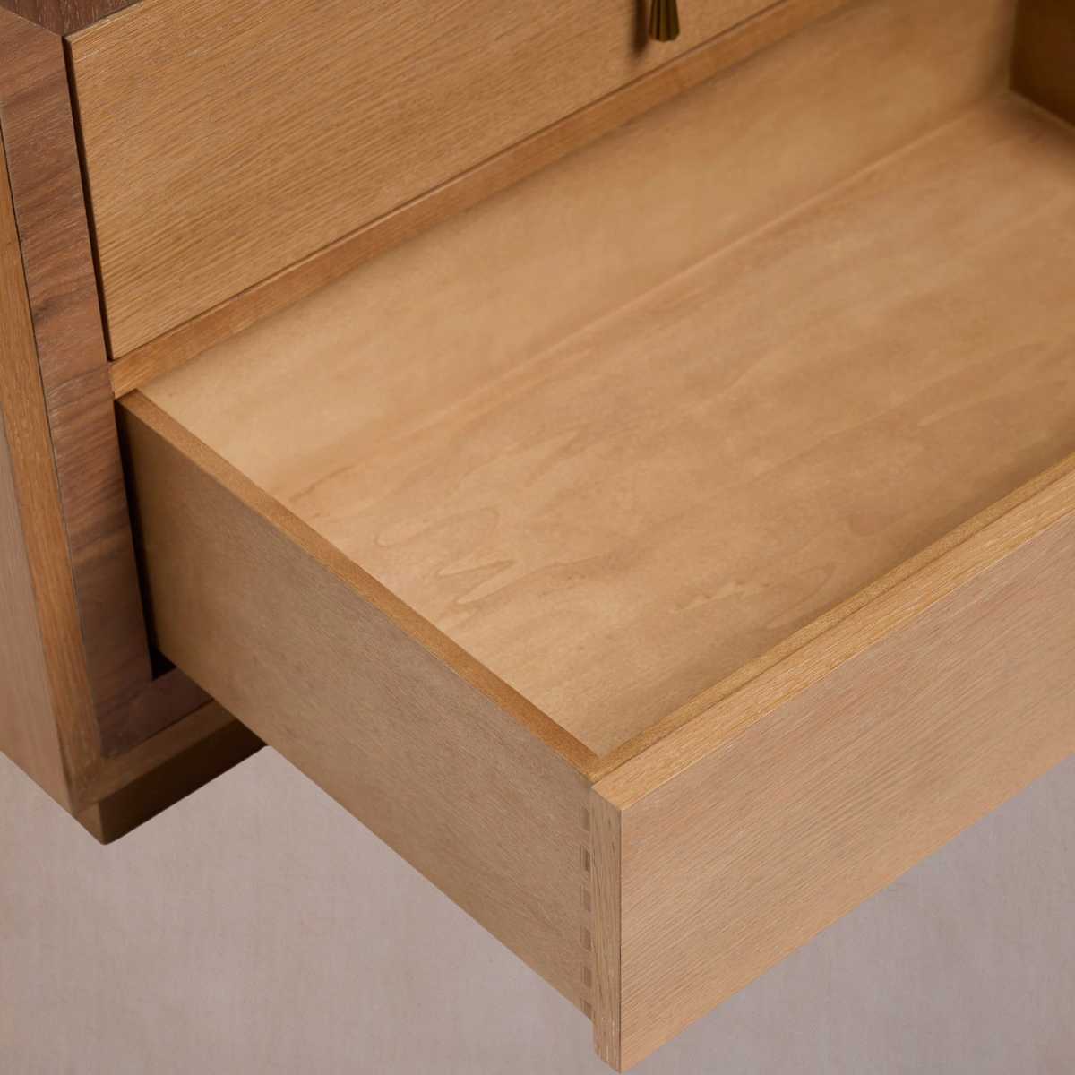 Happyarcadian Two-Drawer Oak Bedside Table