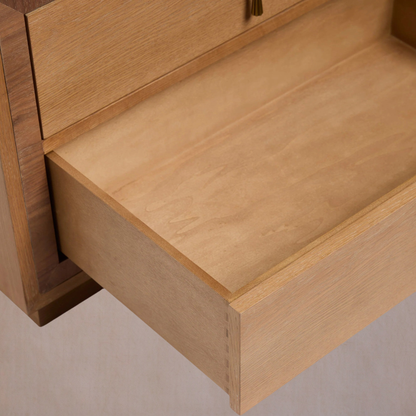 Happyarcadian Two-Drawer Oak Bedside Table