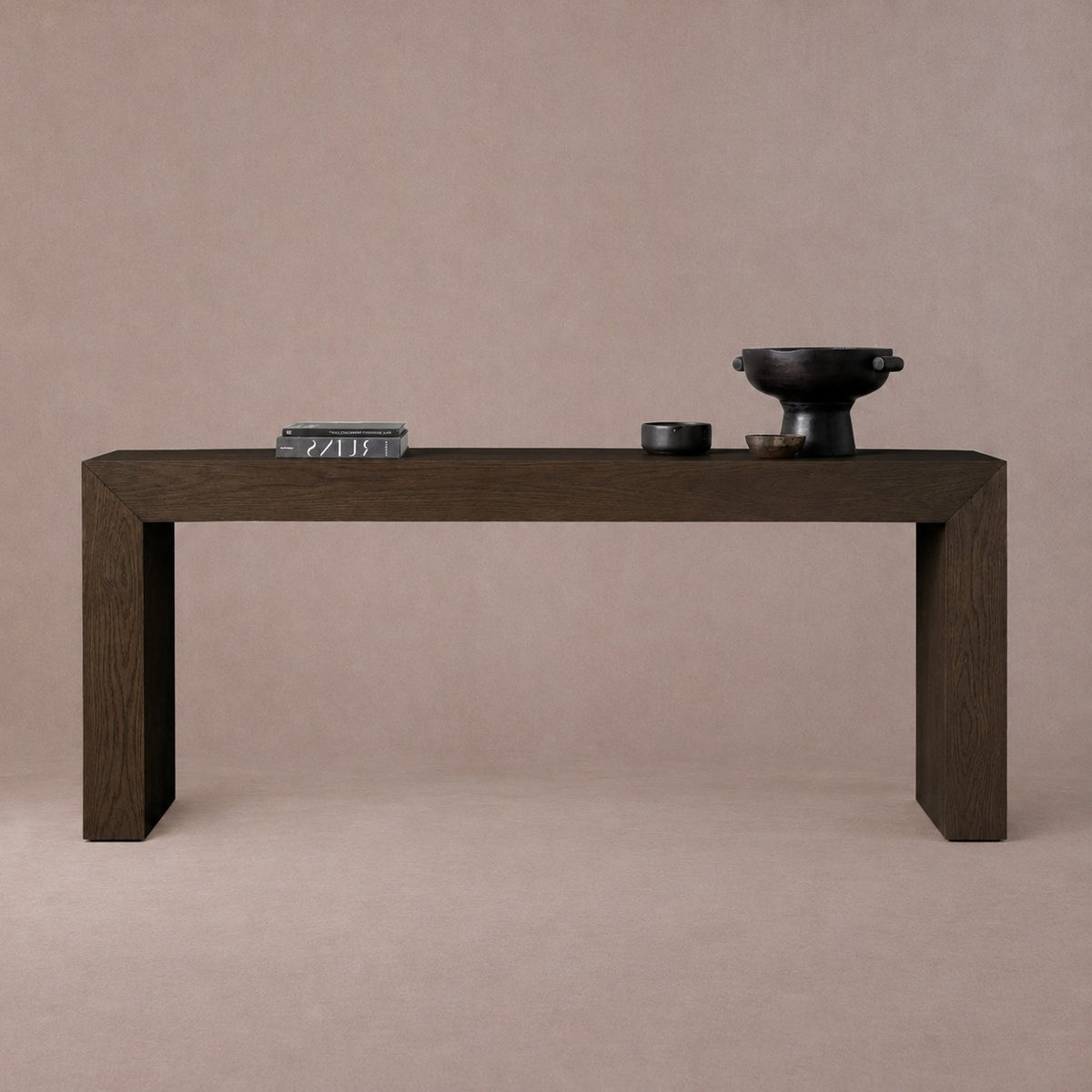 Happyarcadian Waterfall Edge Solid Oak Hallway Table